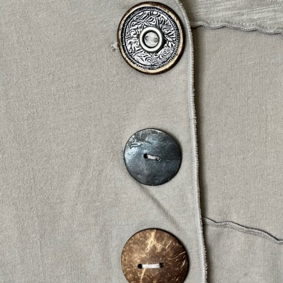 Neon Buddha Neutral Soft Cotton 6-Button Patchwork Blazer - Stone - XS - Picture 7 of 9